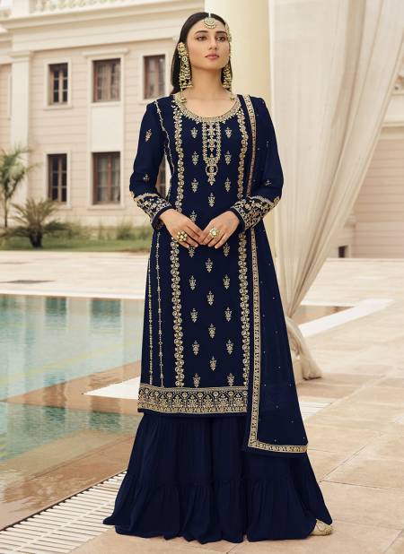 Blue Colour Lt nitya 73003  Heavy New Exclusive Wedding Wear Georgette Collection 73003C